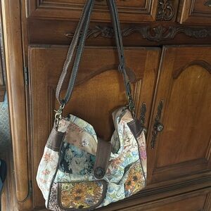 Cotton fabric shoulder bag style pocketbook